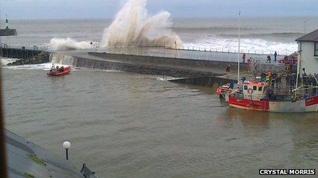 Aberystwyth seafront hit by the stormy weather
