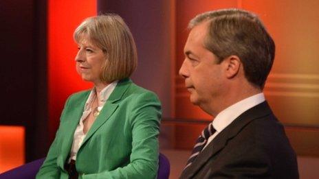 Theresa May and Nigel Farage