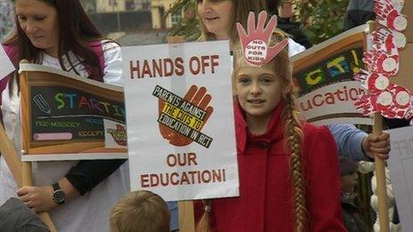 young protester in Rhondda Cynon Taf