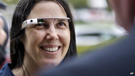 Cecilia Abadie wears her Google Glass outside a San Diego, California, court on 3 December 2013