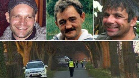 Lukasz Slaboszewski (l), John Chapman (c) and Kevin Lee (r) were found in ditches
