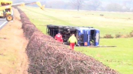 Radioactive waste on A697 crash lorry poses no risk BBC News