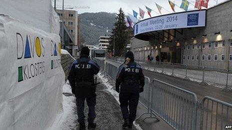 Police patrol Davos