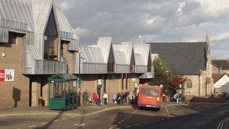 Chepstow bus station and Chepstow Methodist Church