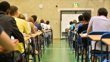 A level students sitting an exam