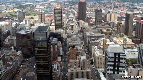 The financial district in Johannesburg