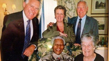 Peter Hain MP, his wife Elizabeth and Adelaine and Walter Hain with Nelson Mandela