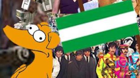 The dog from the Simpsons and a Costa Rican flag at a rally