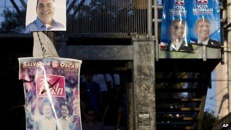 Election posters in San Salvador, 31 January
