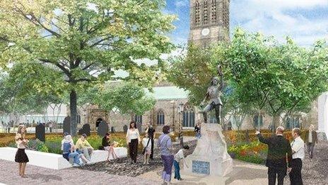 Artist's impression of plans to revamp Leicester's Cathedral Quarter
