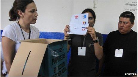 El Salvador electoral officials counting ballots