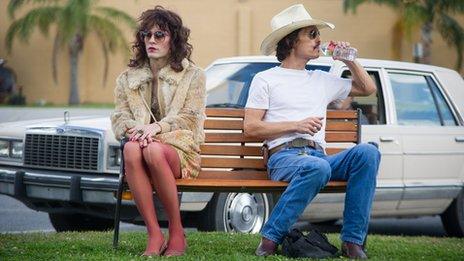 Jared Leto (Rayon) and Matthew McConaughey (Ron) in Dallas Buyers Club