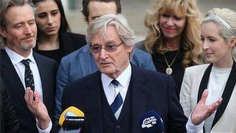 William Roache and supporters outside court