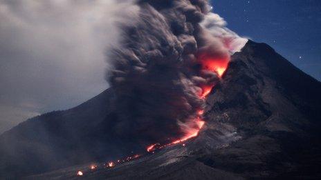 Lava and ash spew from Indonesia's Mount Sinabung