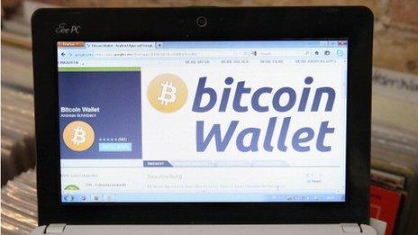 Bitcoin wallet on screen