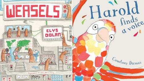 Book covers for Weasels and Harold Finds a Voice