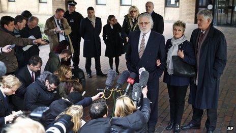 Dave Lee Travis and his wife Marianne outside Southwark Crown Court