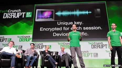 Slick Login team presenting the tech at TechCrunch Disrupt