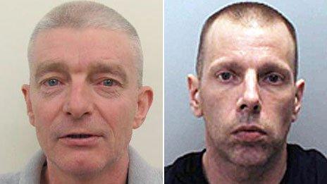 Murderers Ian McLoughlin (L) and Lew Newell (R)