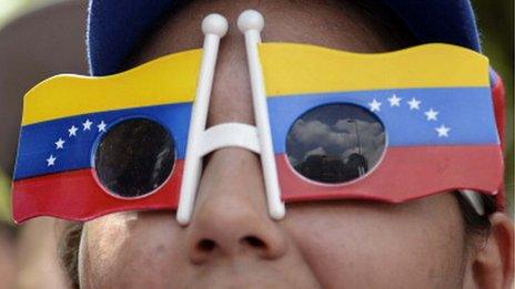 An anti-government protestor in Venezuela