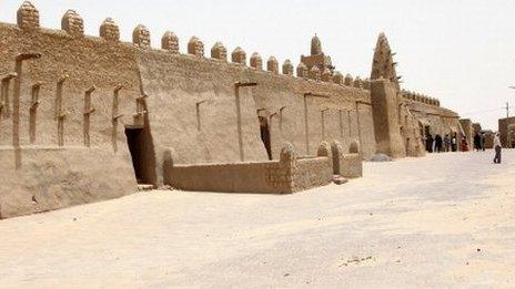 A general view of the Djinguereber mosque in Timbuktu on 30 June 2013.