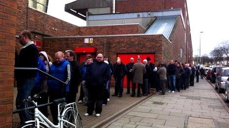 Fans queuing at Aberdeen FC
