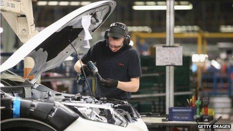 A worker at Nissan's factory in Sunderland