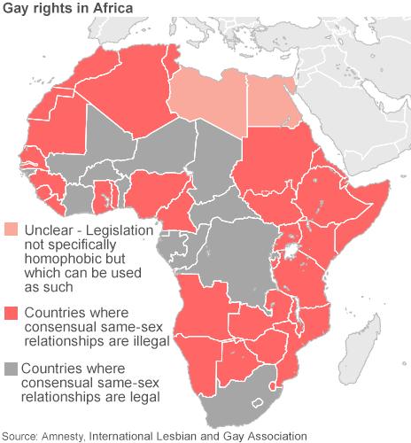 Map showing gay rights in Africa