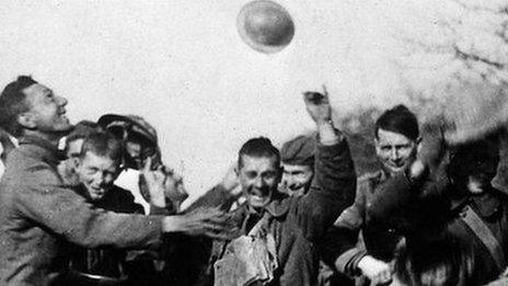 Soldiers celebrating the armistice