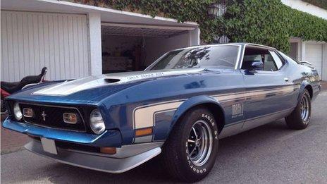 A Ford Mustang confiscated by police from a property in Marbella