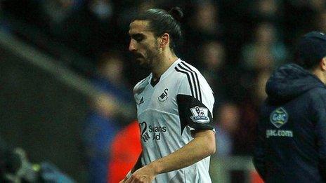 Chico Flores sent off for Swansea against Crystal Palace