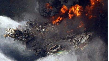 Oil rig on fire