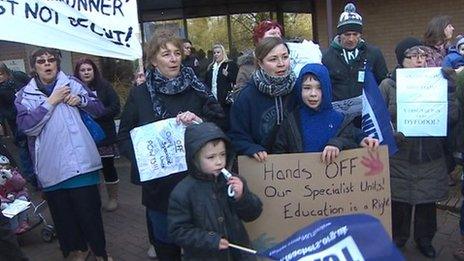 Protesters outside County Hall