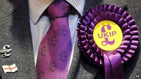 Man wearing UKIP rosette