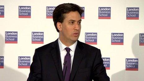 Ed Miliband speaking in London
