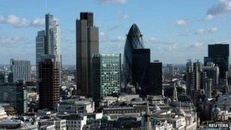London financial district skyline