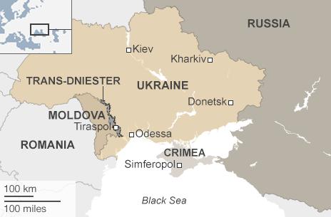 Map: Ukraine, Moldova and Trans-Dniester