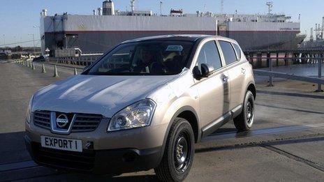 The first Nissan Qashqai car leaving Tyne Dock for export to Japan