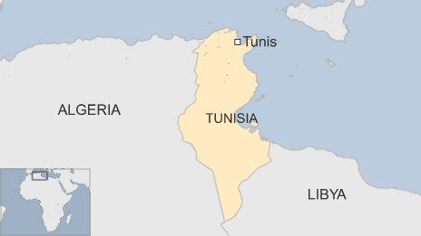 BBC map showing Tunis in Tunisia