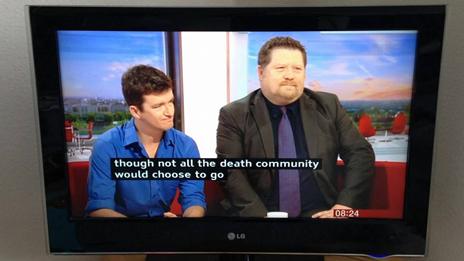 Subtitle mis-spelling "deaf community" as "death community"