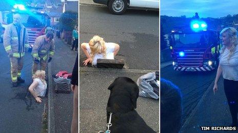 Girl stuck down a drain in Dover
