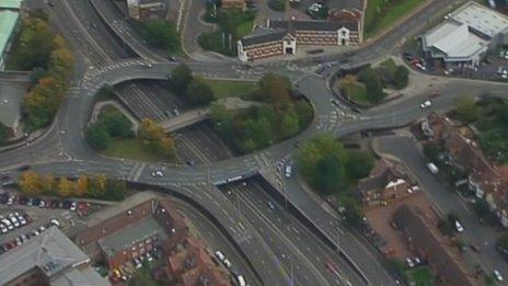 A junction of Coventry's ring road from the air