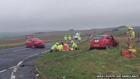 Northumberland A68 road crash leaves driver dead BBC News