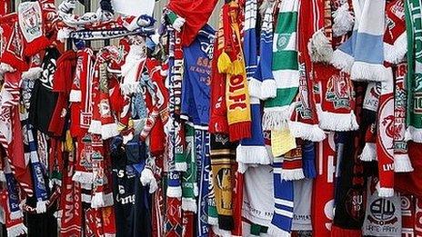 Scarves tied to the Shankly Gates at Liverpool
