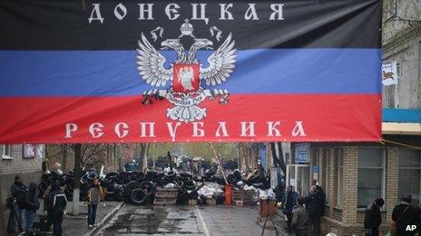 Pro-Russian flag in Donetsk