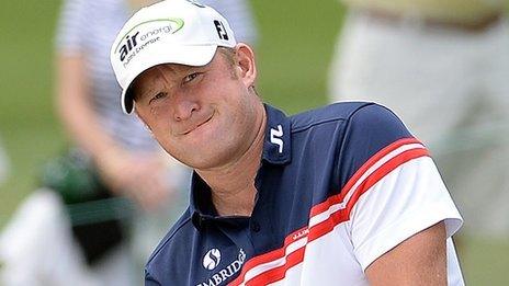 Jamie Donaldson of Wales during the second round of the Masters