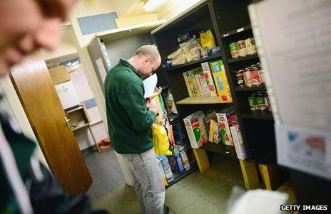 Volunteers at a food bank in Whitburn, West Lothian, in March 2014