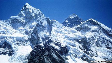 Mount Everest with the Khumbu Glacier in foreground