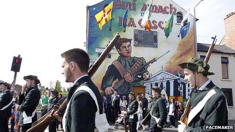 The parade made its way through west Belfast to Milltown cemetery