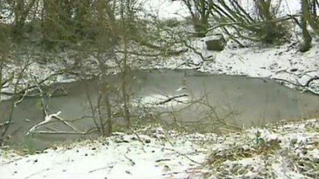 Frozen pond where Johanna Young's body was found